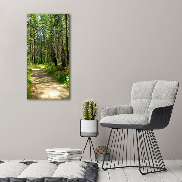 Cuadro moderno en lienzo resistente uv vertical bosque de abedules