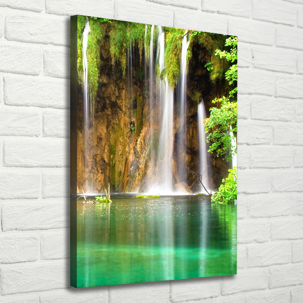 Cuadro canvas decorativo para salón vertical Lagos de Plitvice