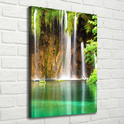 Cuadro canvas decorativo para salón vertical Lagos de Plitvice