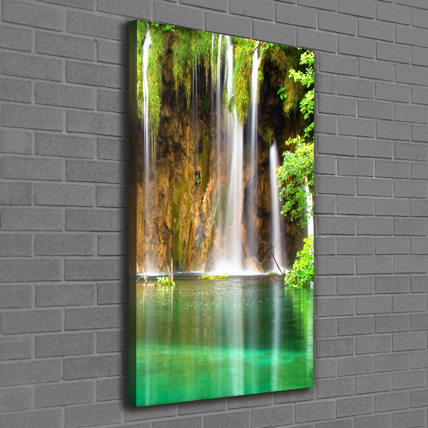 Cuadro canvas decorativo para salón vertical Lagos de Plitvice