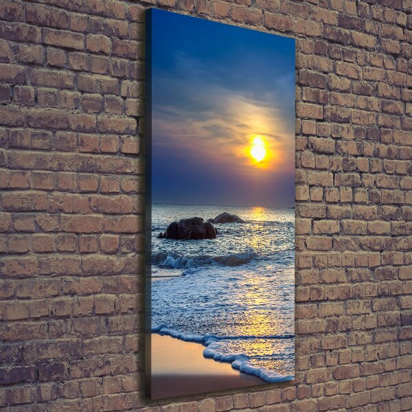 Impresión en lienzo vertical Playa al atardecer