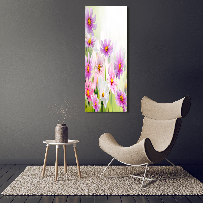 Cuadro canvas decorativo para salón vertical Flores silvestres