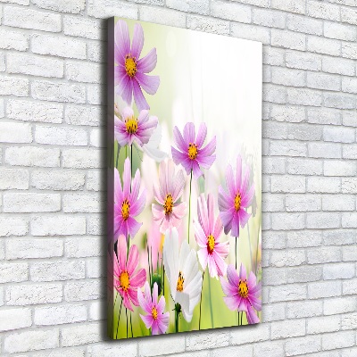 Cuadro canvas decorativo para salón vertical Flores silvestres