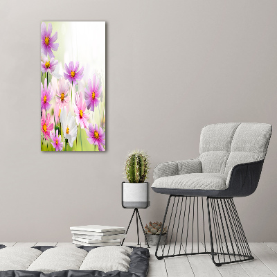 Cuadro canvas decorativo para salón vertical Flores silvestres