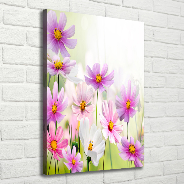 Cuadro canvas decorativo para salón vertical Flores silvestres