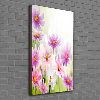 Cuadro canvas decorativo para salón vertical Flores silvestres