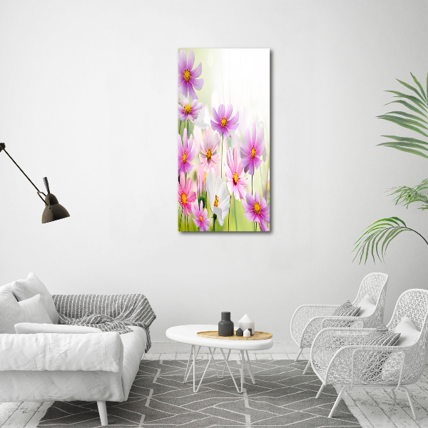 Cuadro canvas decorativo para salón vertical Flores silvestres