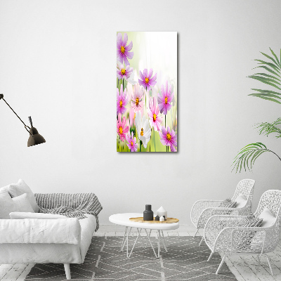 Cuadro canvas decorativo para salón vertical Flores silvestres