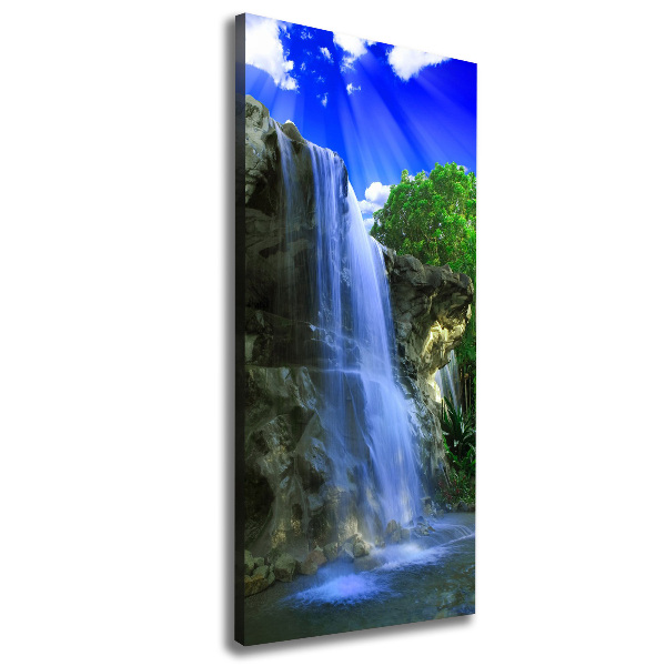 Cuadro canvas decorativo para salón vertical Cascada