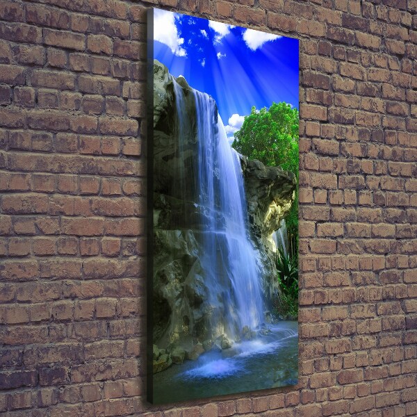 Cuadro canvas decorativo para salón vertical Cascada