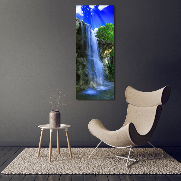 Cuadro canvas decorativo para salón vertical Cascada