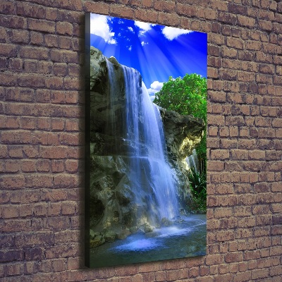 Cuadro canvas decorativo para salón vertical Cascada