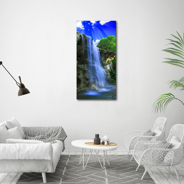 Cuadro canvas decorativo para salón vertical Cascada
