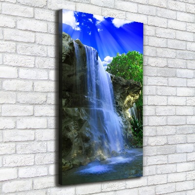 Cuadro canvas decorativo para salón vertical Cascada