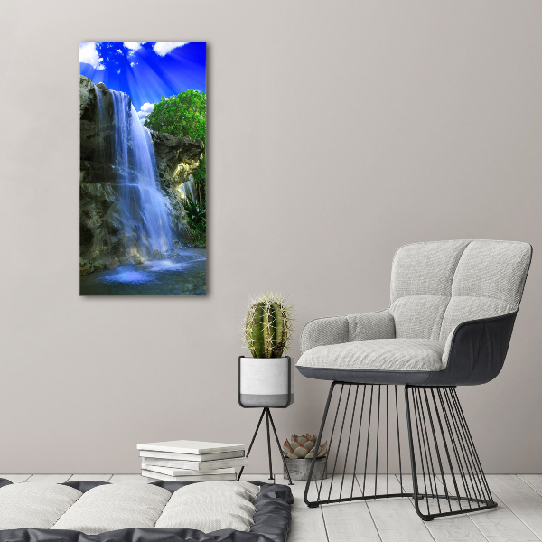 Cuadro canvas decorativo para salón vertical Cascada