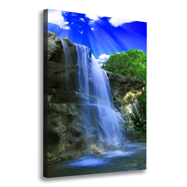 Cuadro canvas decorativo para salón vertical Cascada