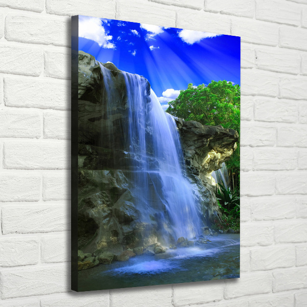 Cuadro canvas decorativo para salón vertical Cascada