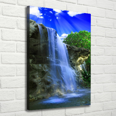 Cuadro canvas decorativo para salón vertical Cascada