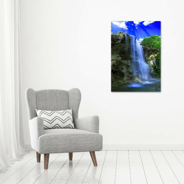 Cuadro canvas decorativo para salón vertical Cascada