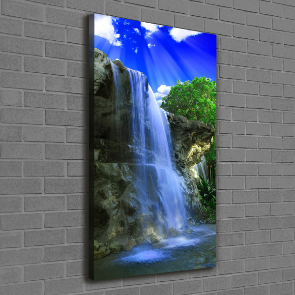 Cuadro canvas decorativo para salón vertical Cascada