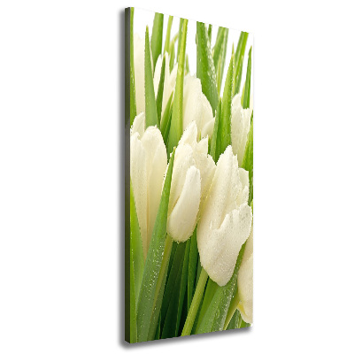 Impresión en lienzo vertical tulipanes blancos