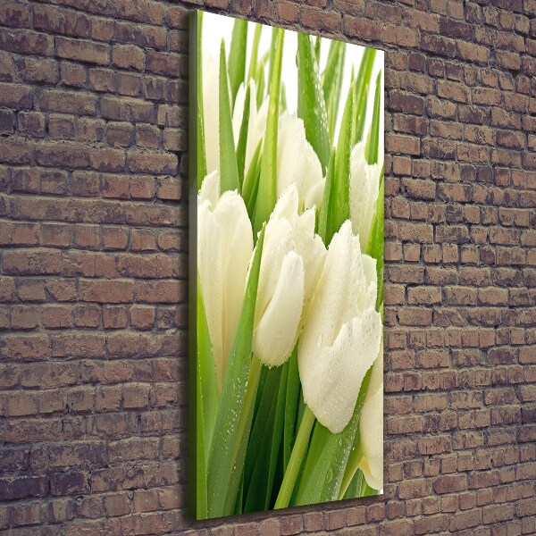 Impresión en lienzo vertical tulipanes blancos