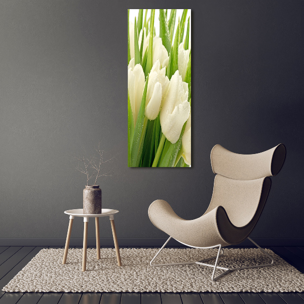 Impresión en lienzo vertical tulipanes blancos