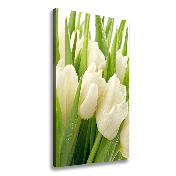 Impresión en lienzo vertical tulipanes blancos