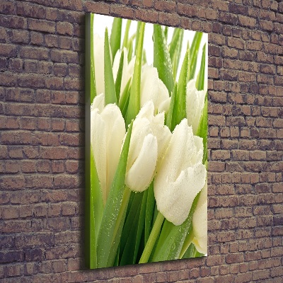 Impresión en lienzo vertical tulipanes blancos