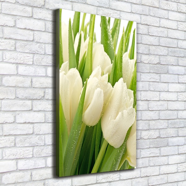 Impresión en lienzo vertical tulipanes blancos