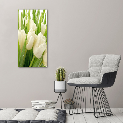 Impresión en lienzo vertical tulipanes blancos