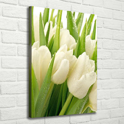 Impresión en lienzo vertical tulipanes blancos