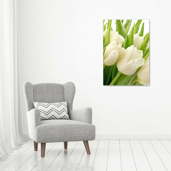 Impresión en lienzo vertical tulipanes blancos