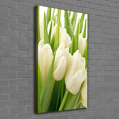 Impresión en lienzo vertical tulipanes blancos