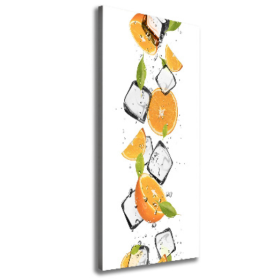 Cuadro canvas decorativo para salón vertical Naranjas y hielo