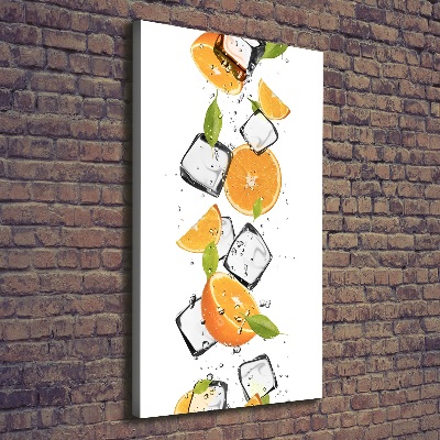 Cuadro canvas decorativo para salón vertical Naranjas y hielo