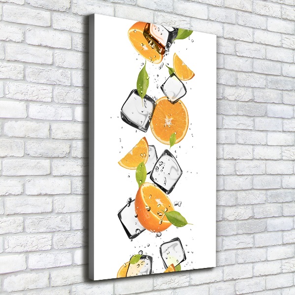 Cuadro canvas decorativo para salón vertical Naranjas y hielo