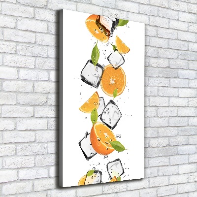 Cuadro canvas decorativo para salón vertical Naranjas y hielo
