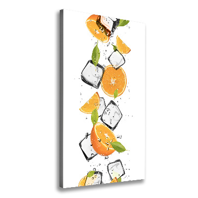 Cuadro canvas decorativo para salón vertical Naranjas y hielo