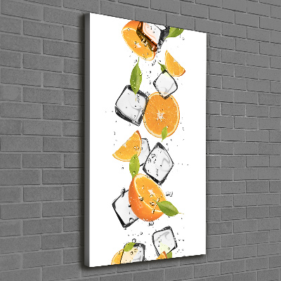 Cuadro canvas decorativo para salón vertical Naranjas y hielo