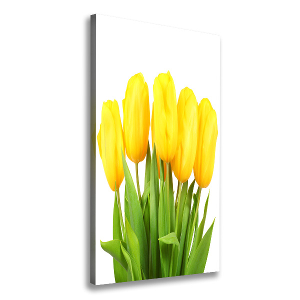 Cuadro canvas decorativo para salón vertical tulipanes amarillos