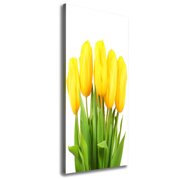 Cuadro canvas decorativo para salón vertical tulipanes amarillos