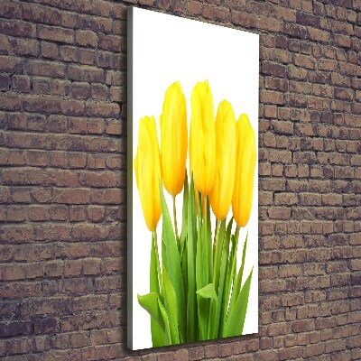 Cuadro canvas decorativo para salón vertical tulipanes amarillos