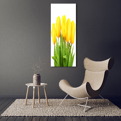 Cuadro canvas decorativo para salón vertical tulipanes amarillos