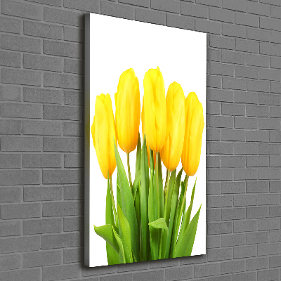 Cuadro canvas decorativo para salón vertical tulipanes amarillos