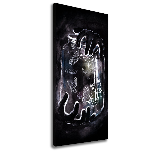 Impresión en lienzo vertical Mariposas en un frasco