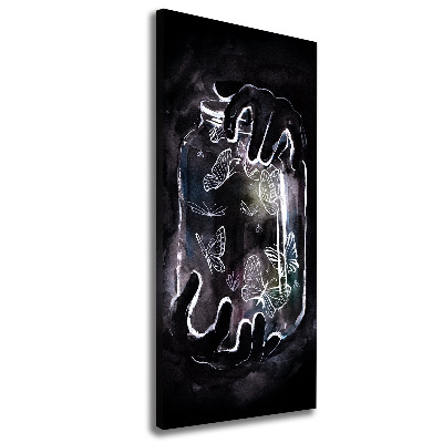 Impresión en lienzo vertical Mariposas en un frasco