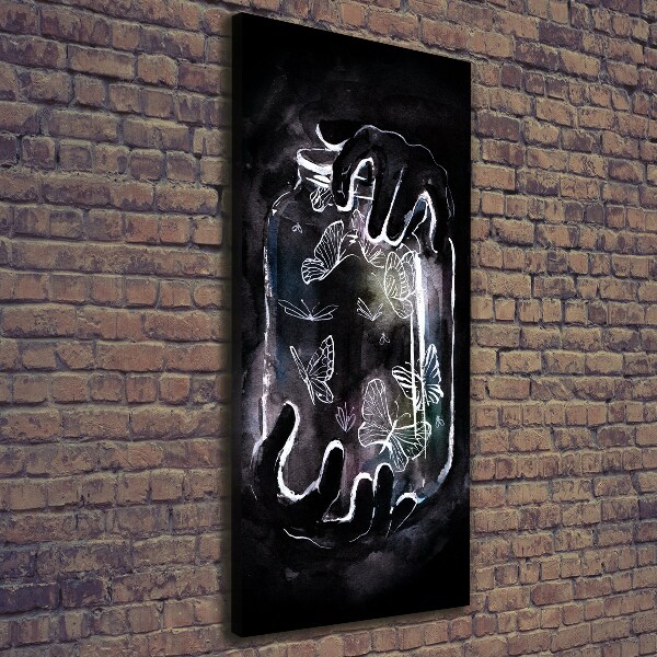 Impresión en lienzo vertical Mariposas en un frasco