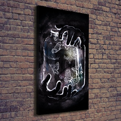 Impresión en lienzo vertical Mariposas en un frasco