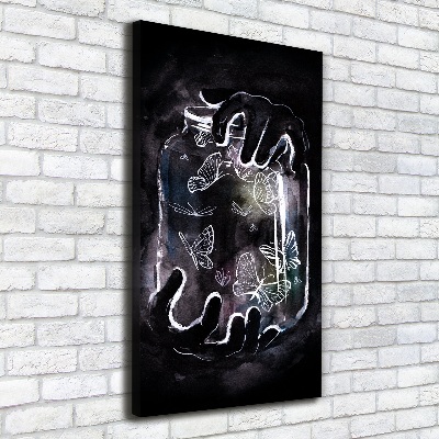 Impresión en lienzo vertical Mariposas en un frasco